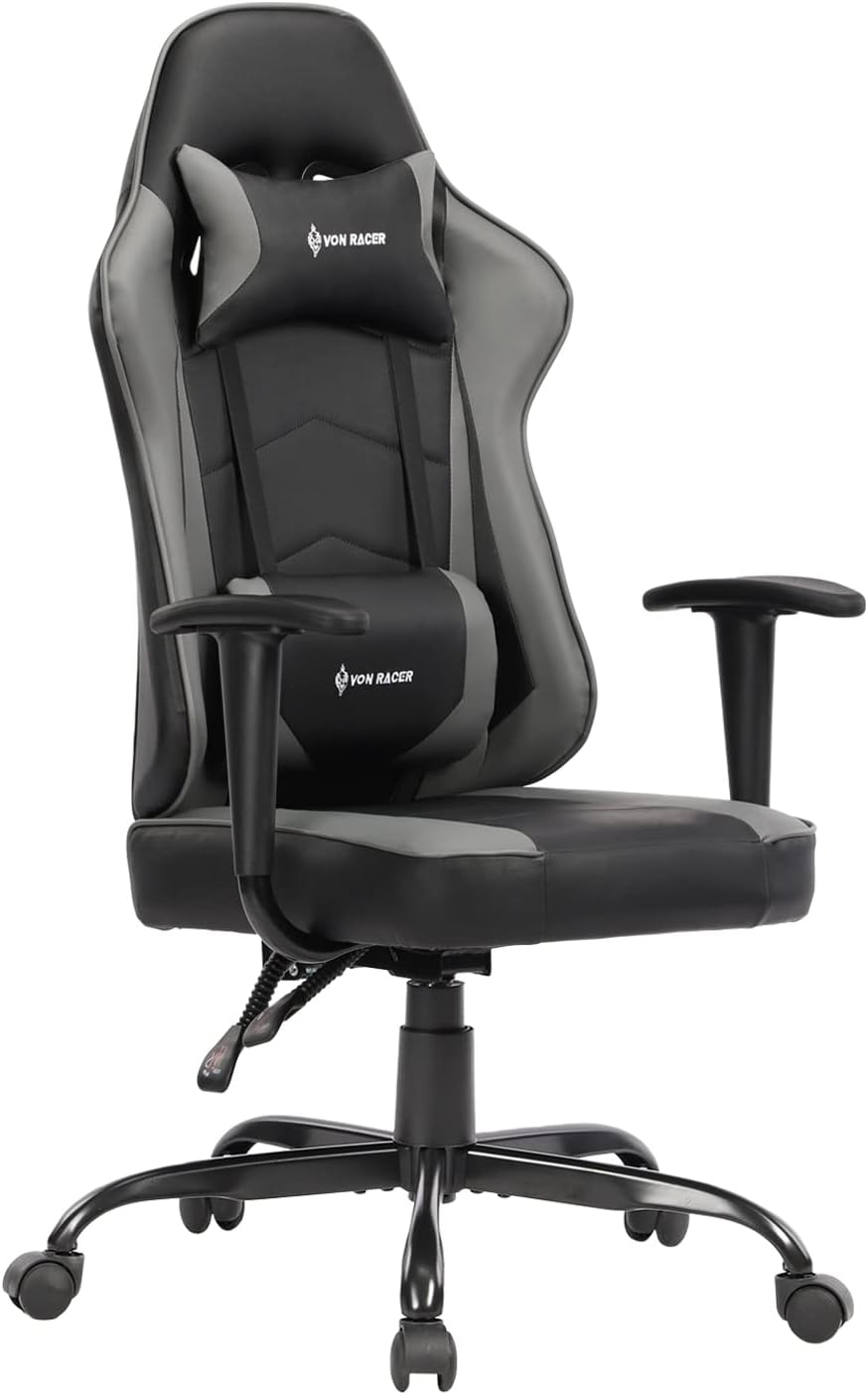 Blue Whale Gaming Chair for Adults Racing Video Game Chair Computer Desk Office Chair Swivel Ergonomic Executive Leather Chair with Headrest Lumbar Support and Armrests