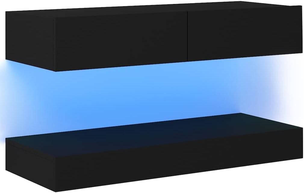TV Cabinet with LED Lights Blac