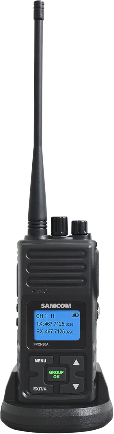 Long Range Two Way Radio Rechargeable, SAMCOM FPCN30A Heavy Duty 2 Way Radios, 5 Watt High Power Two-Way Radio, Programmable UHF Radios with Earpiece(Black 2 Pcs)