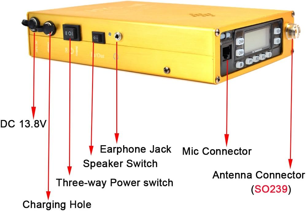 HYS Dual Band Mini Mobile Manpack Transceiver Two-Way Radios 136~174/400~470MHz Long Distance Amateur Car Radio with Free USB Cable and Software + 12000mAh + Dual PTT