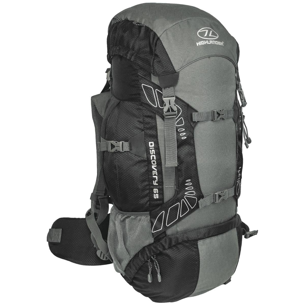 Highlander Tourist Rucksack 65L Discovery Trekking Camping Travel Gray