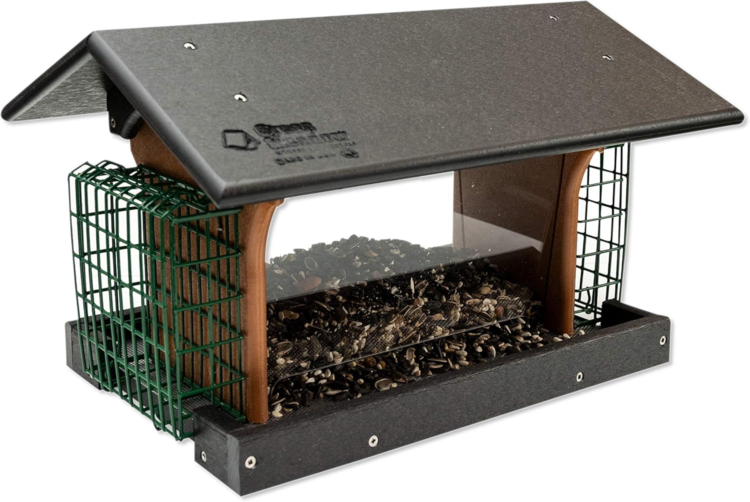 DutchCrafters Deluxe Double Suet Poly Bird Feeder (Black & Cedar, Mount Style - Post Mount)