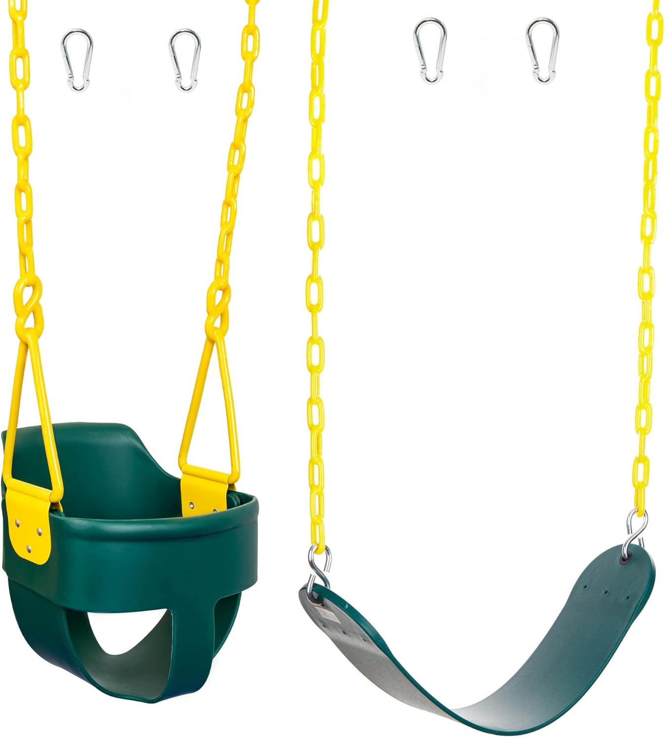 High Back Full Bucket Swing 3.0 and Heavy Duty Strap Swing Seat - Green