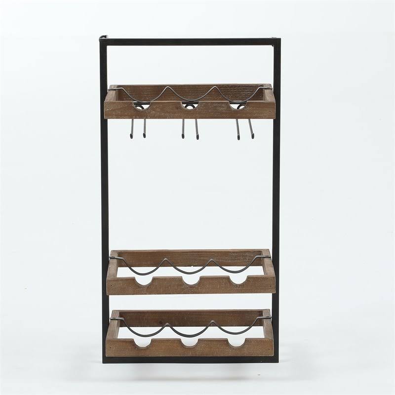 Luxen Home Wall-Mounted Wooden Wine Rack