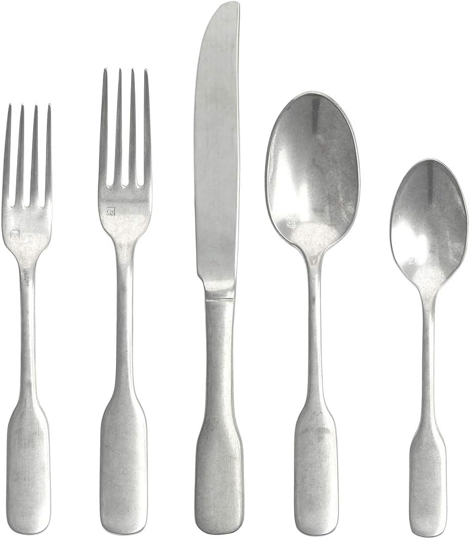 Fortessa Royal Pacific 18/10 Stainless Steel Flatware 20 Piece Place Setting, Polished Stainless