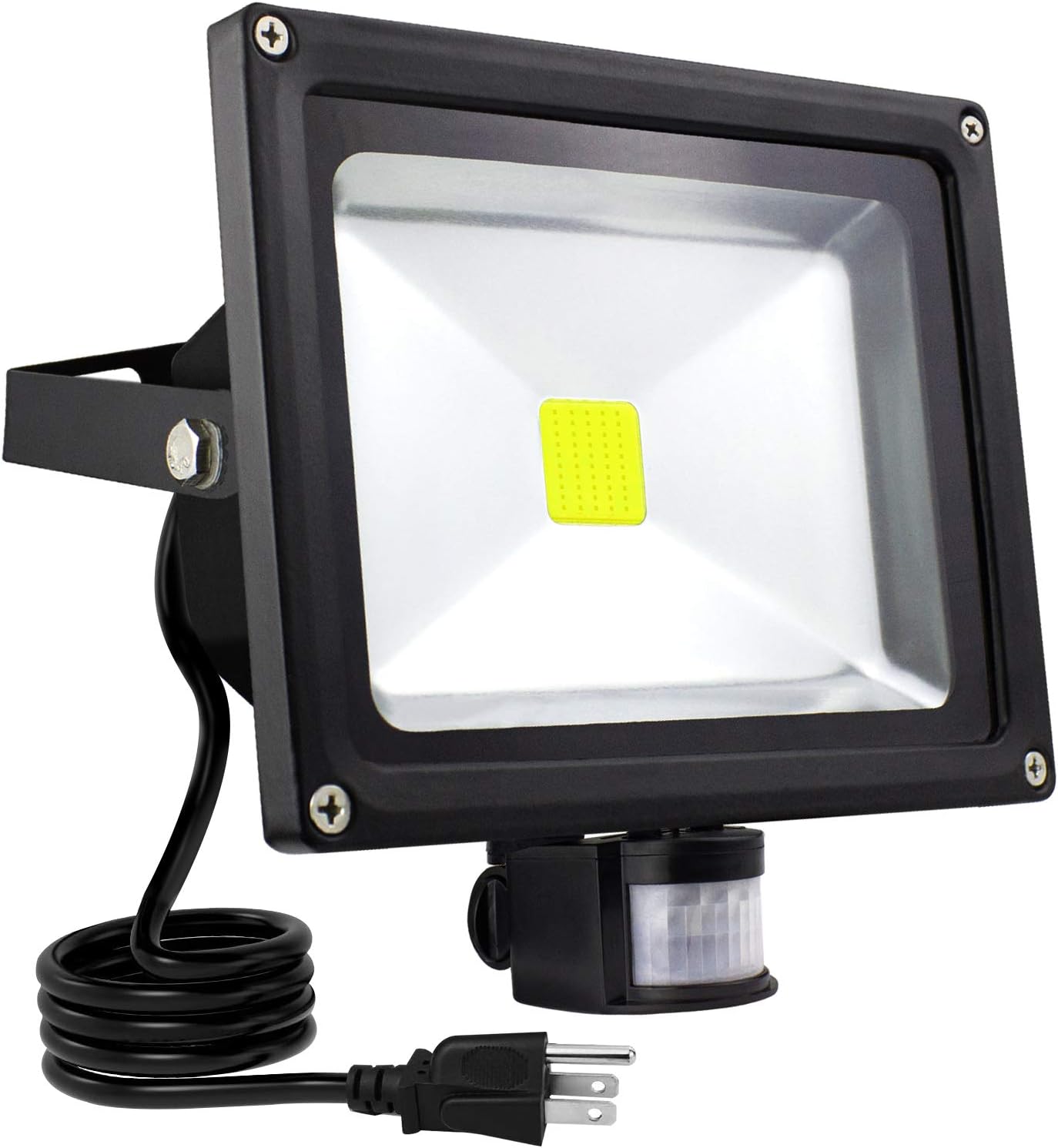 （Big Sale） 50W Motion Sensor LED Flood Light, 3000K Warm White, 6000lm(Max), IP65 Waterproof Security Spotlight with PIR for Driveway Parking Lot - Black Pack of 2