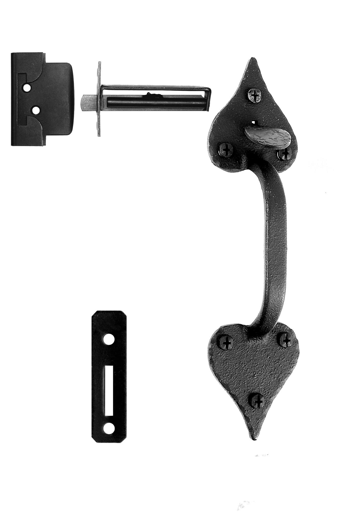 Acorn RU9BI Single Heart Handle Drop Latch Set - Black