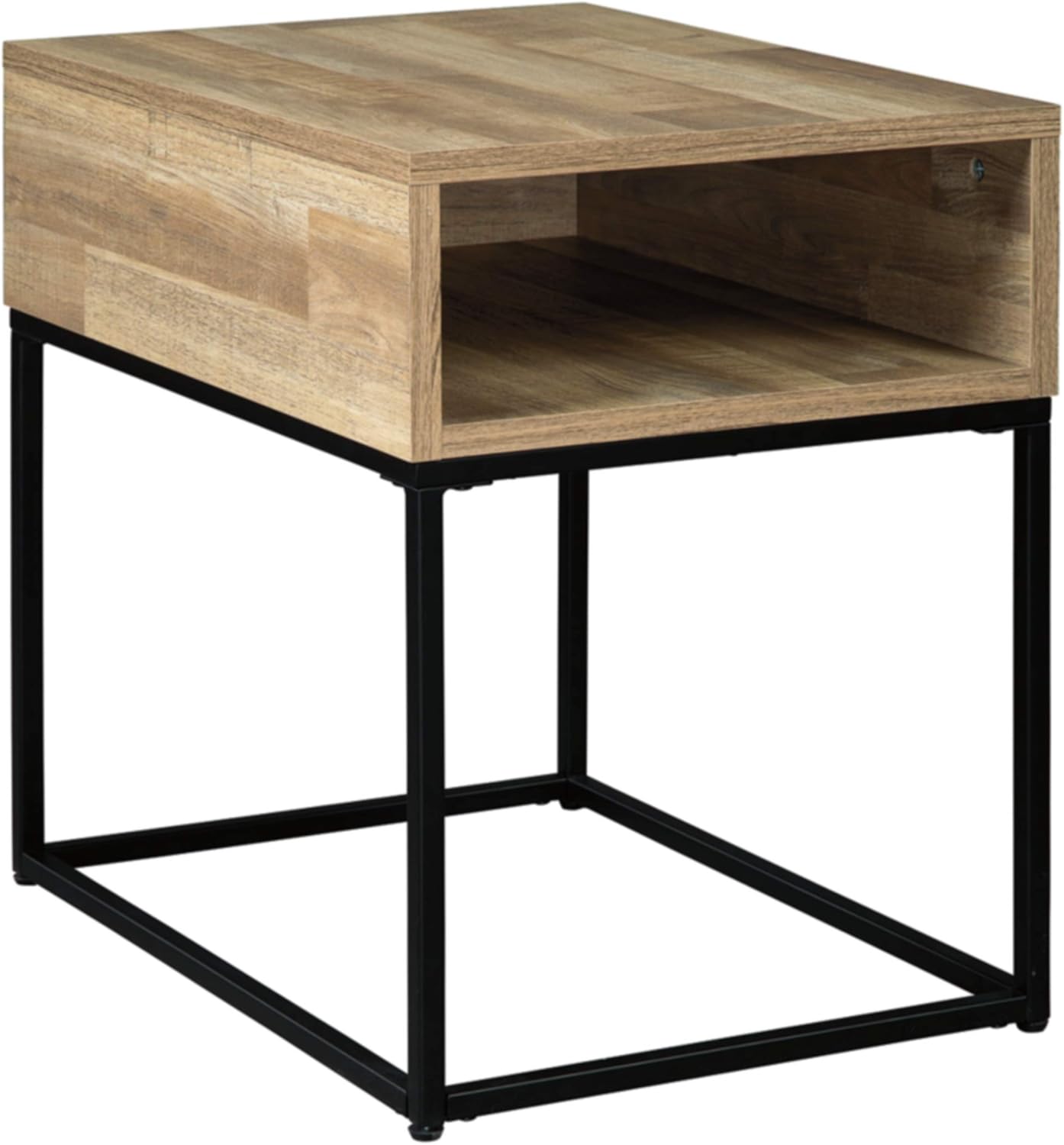 Signature Design by Ashley Yarlow Contemporary Rectangular End Table with Storage Cubby, Black