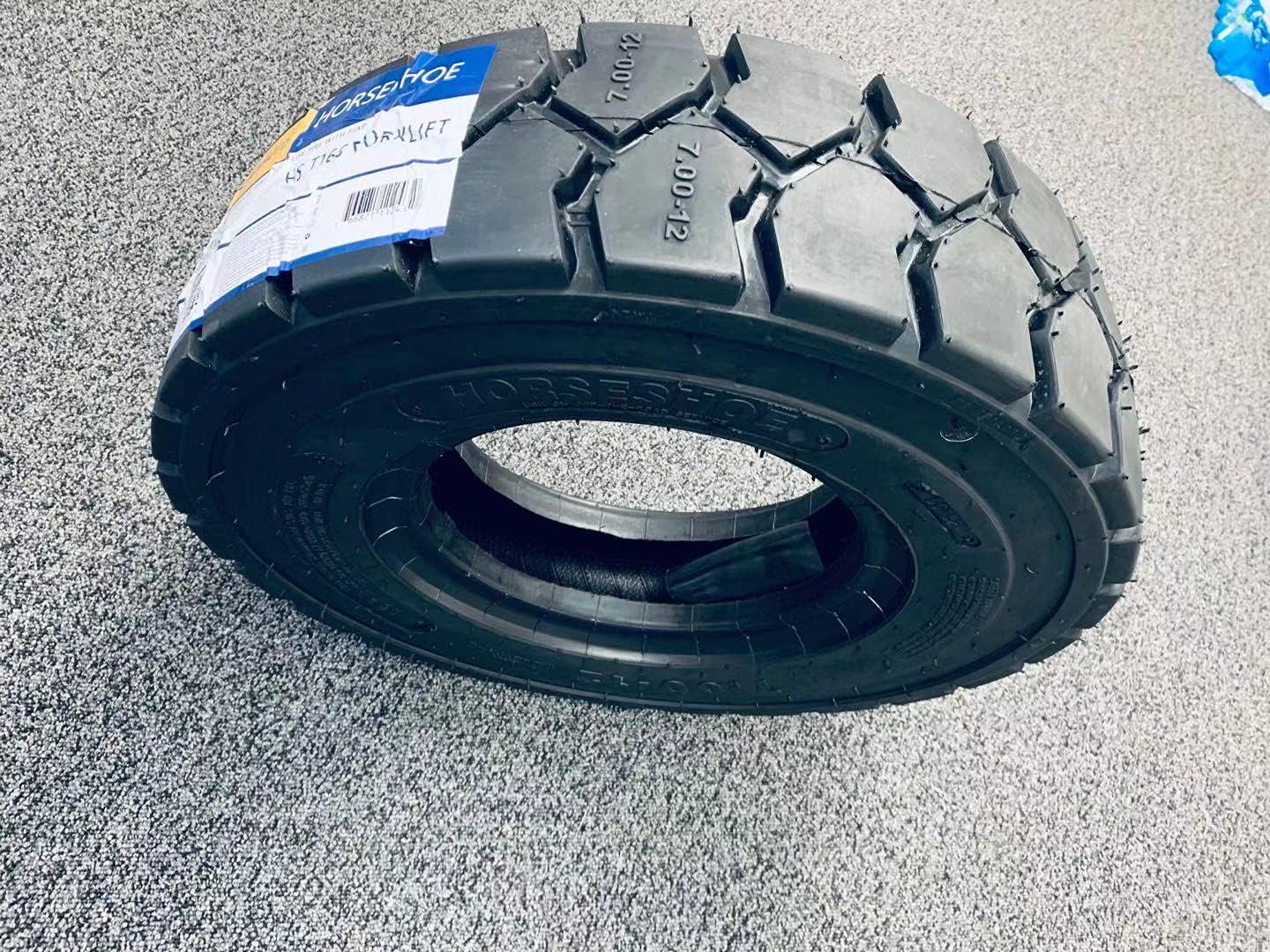 N12 New 7.00-12 16PR HORSESHOE Super Duty Forklift Tires (Tire + Tube + Flap) 7.00x12 700x12 70012 TTF (1), black, 7001216HST166TTF