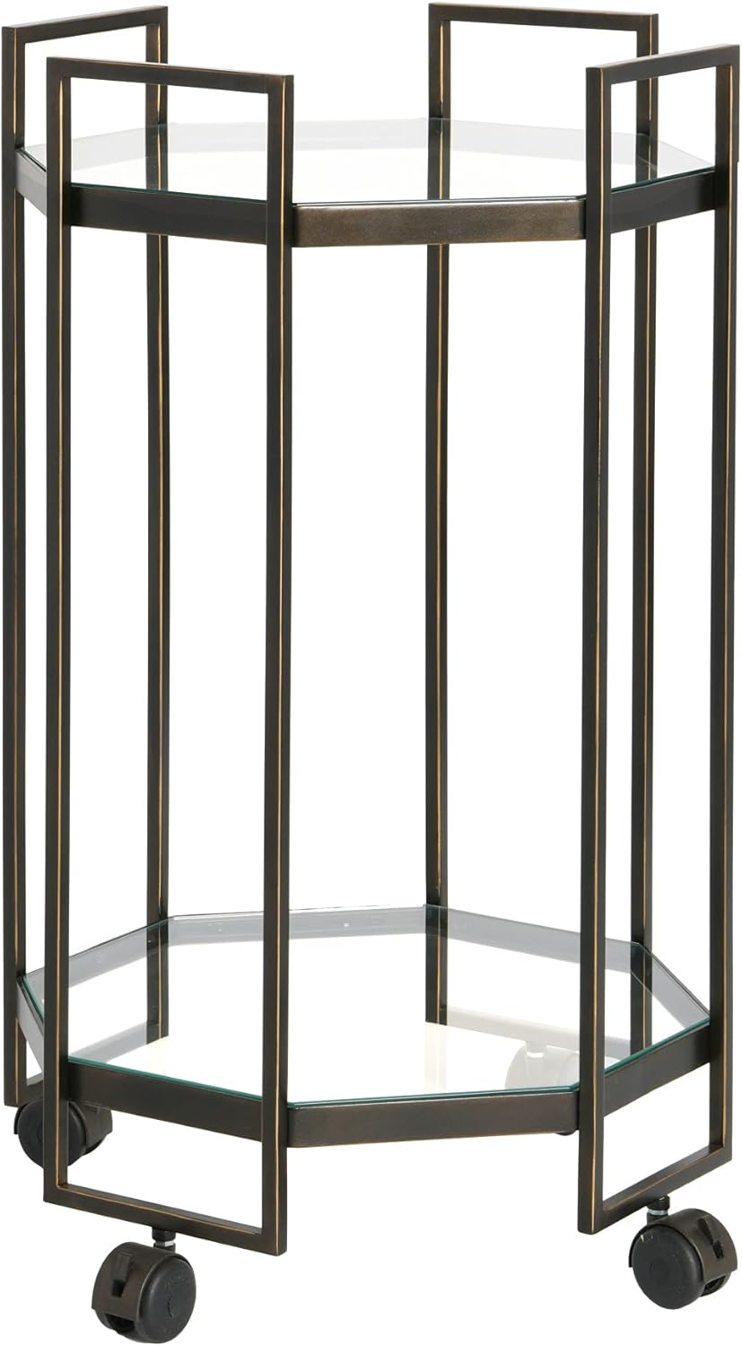 Creative Co-Op Octagon Black Metal Bar Cart