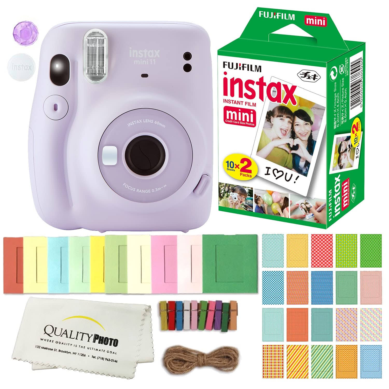 Fujifilm Instax Mini 11 Instant Film Camera Plus Instax Film and Accessories Lilac Purple