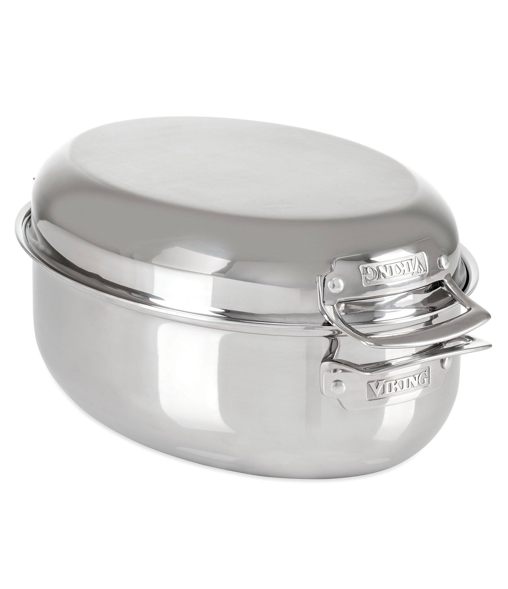 Viking 3-Ply Oval Roaster with Metal Induction Lid u0026 Rack