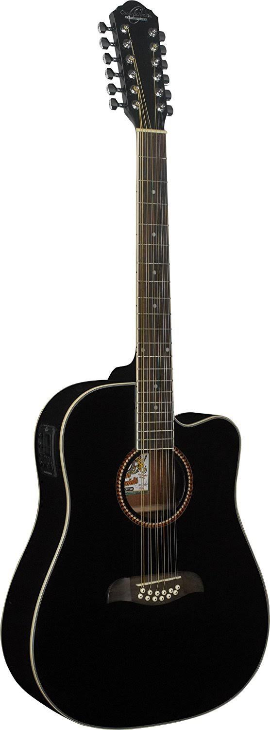 New Oscar Schmidt OD312CEB Right-Handed 12-String Dreadnought Cutaway Acoustic Electric Guitar Gloss Black