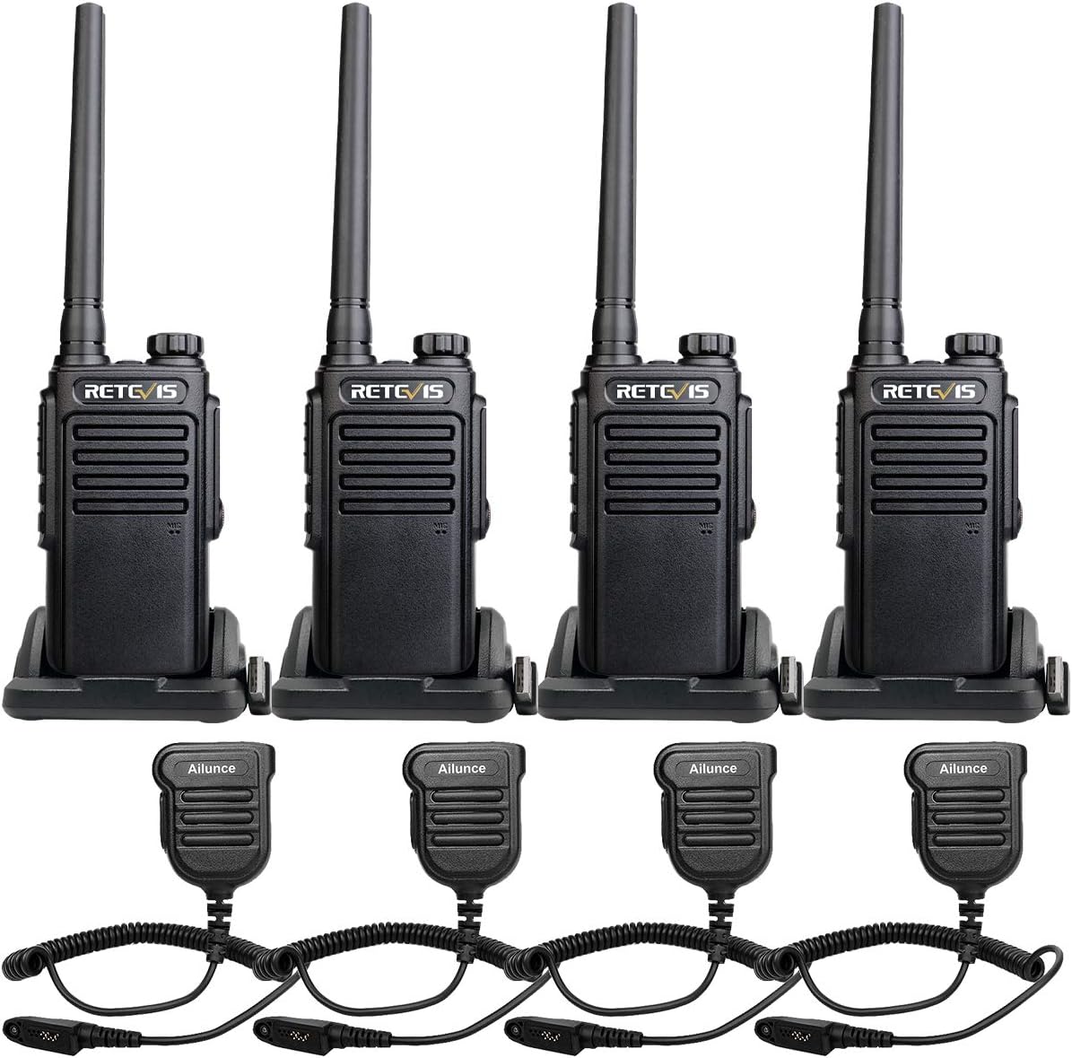 Retevis RT47 Waterproof Walkie Talkies with Mic,Portable Two Way Radio for Industrial Hands-Free Durable Walkie Talkie for Club Manufacture Warehouse (4 Pack)