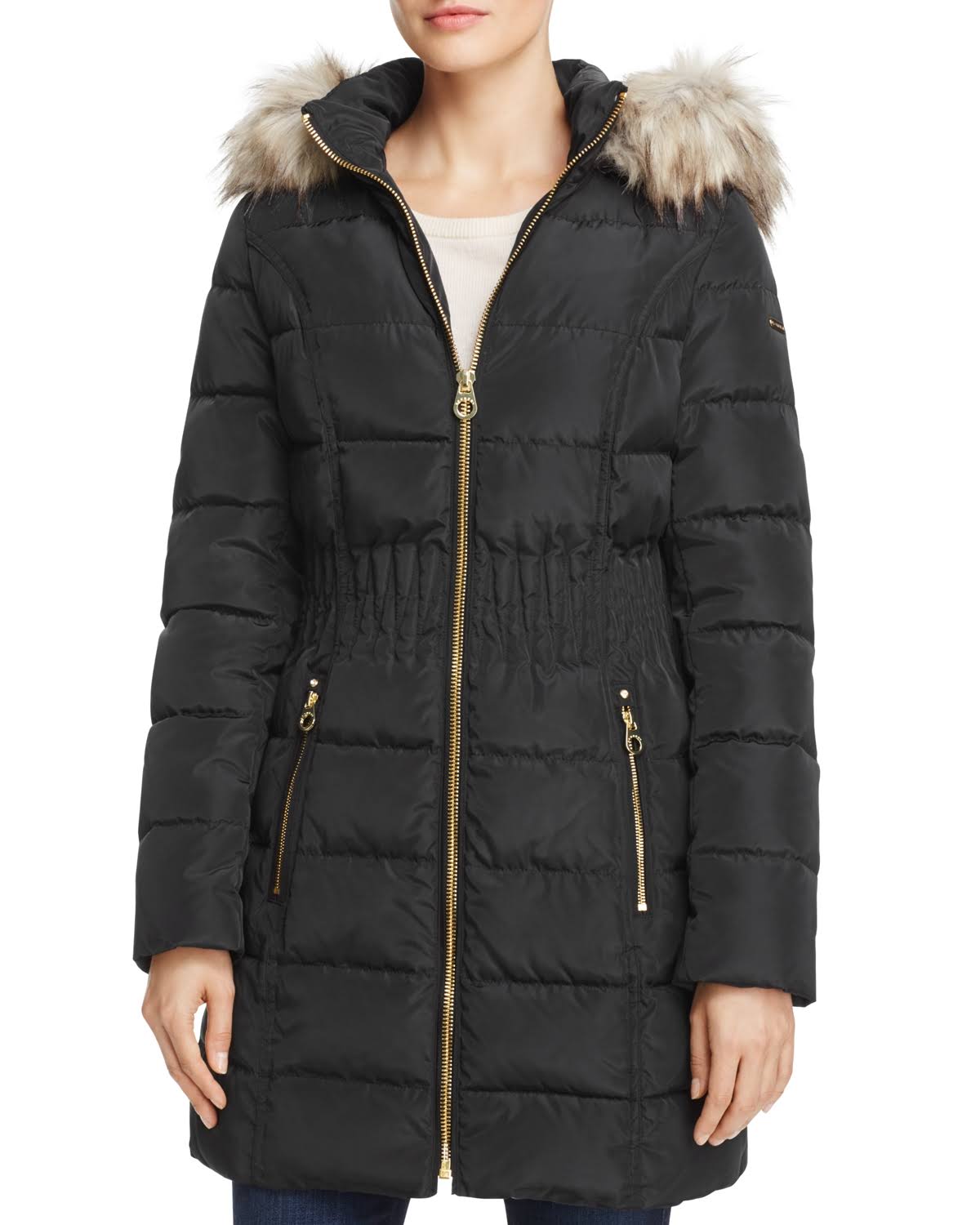 Laundry by Shelli Segal Faux-Fur-Trim Puffer Coat - Black