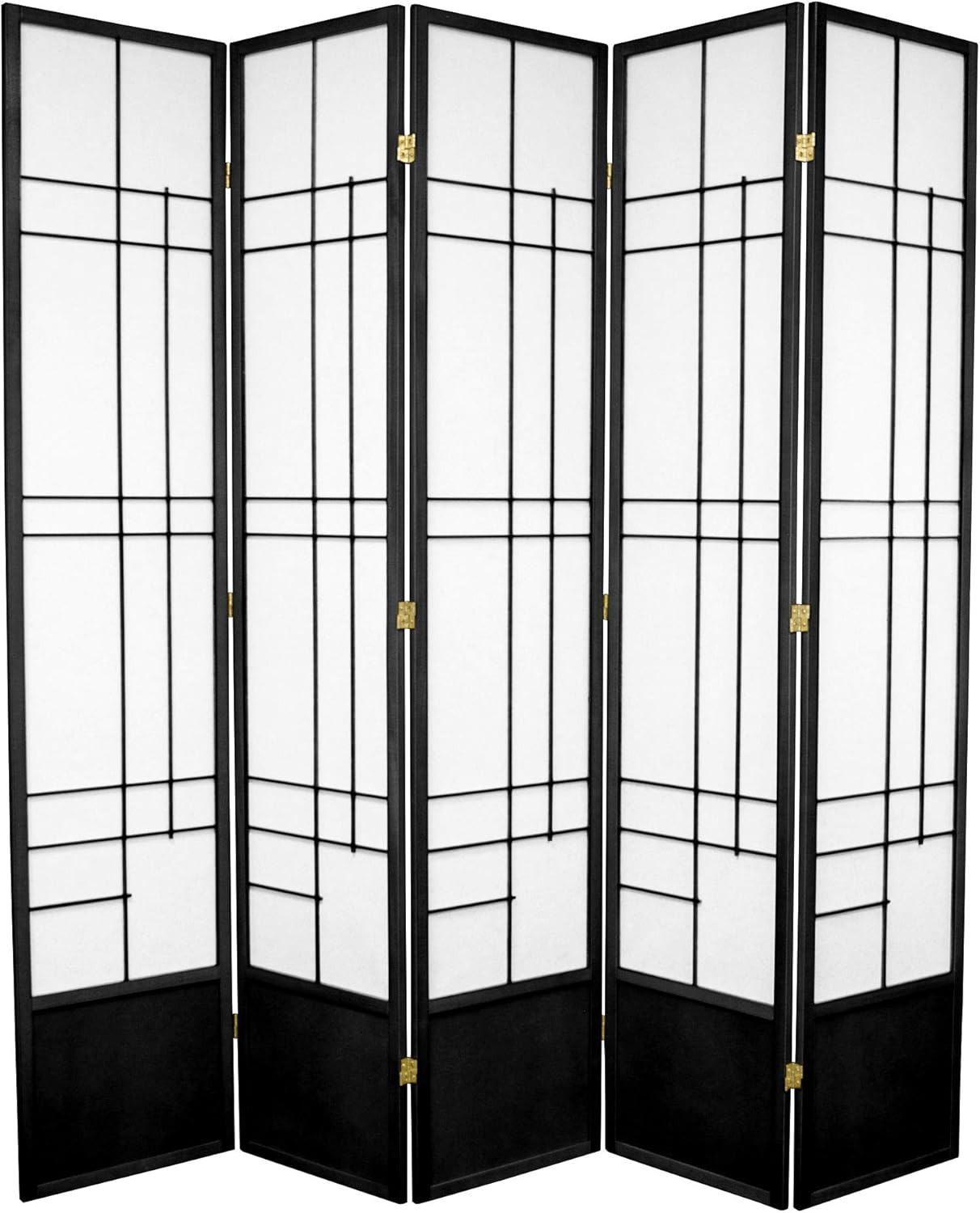Oriental Furniture 7 ft. Tall Eudes Shoji Screen - Black - 5 Panels