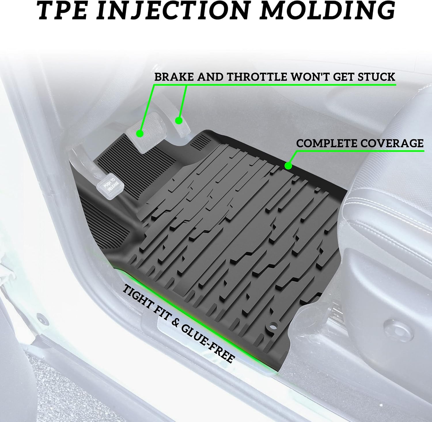 TPE Floor Mats for Grand Cherokee 13-15, KEWISAUTO Black Front & Rear 2 Row Floor Liner All Weather Protection Slush Mat Liner Set for Jeep Grand Cherokee 2013 2014 2015 Accessories