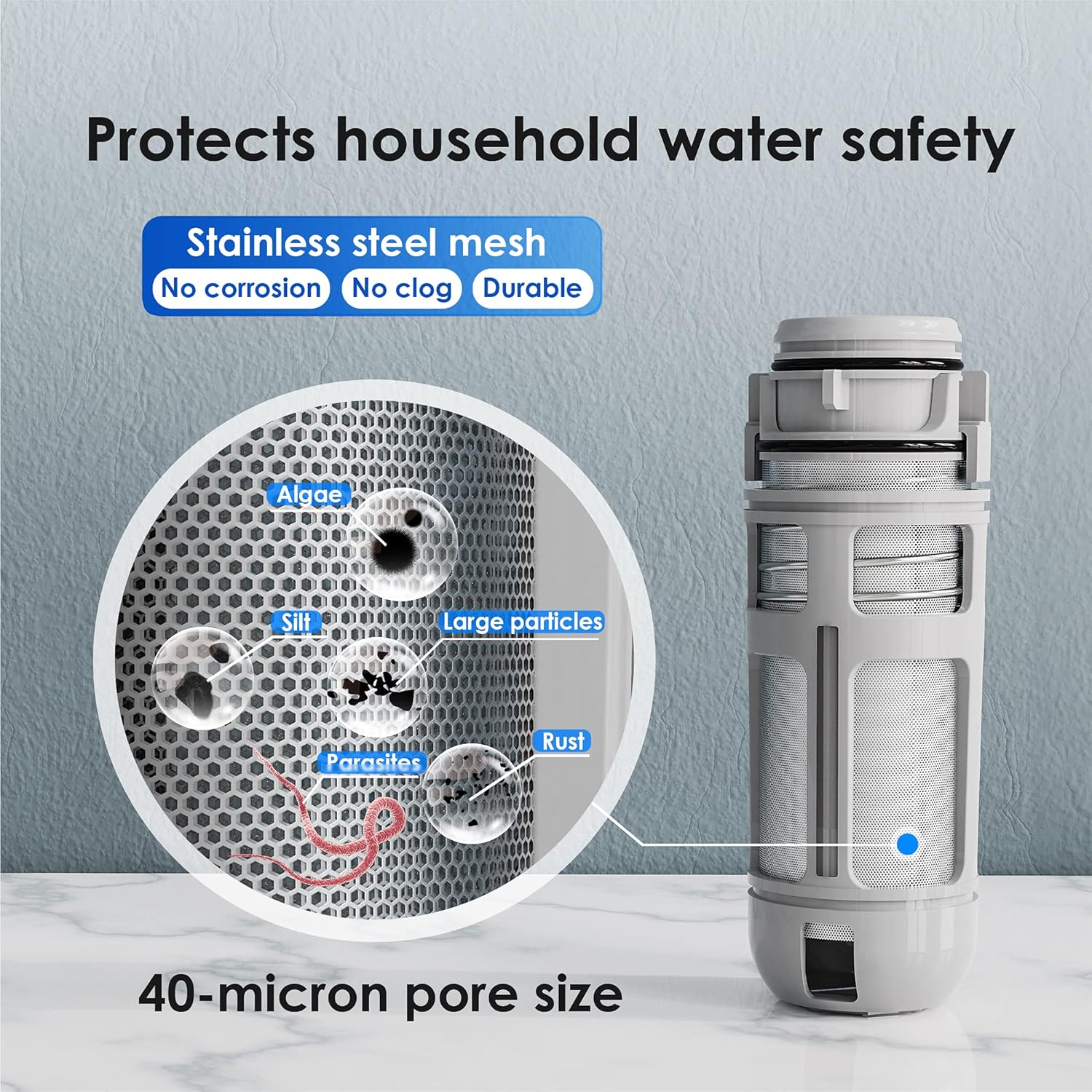 Waterdrop Spin Down Sediment Filter, Whole House Water Filter System, Auto Flushing Backwash, 40 Micron, Traps Sand, BPA Free,WD-PFA Pack of 2