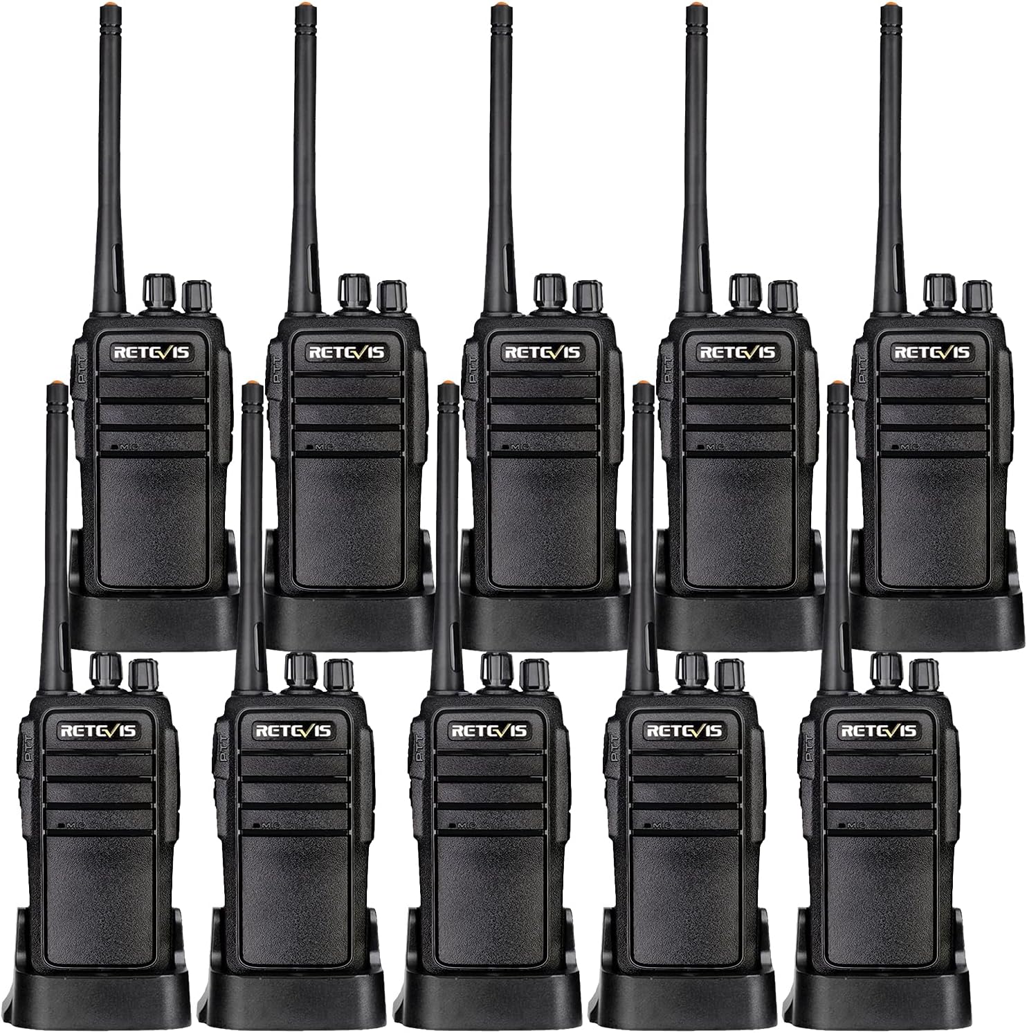 Case of 10,Retevis RT21 Updated 3000mAh 2 Way Radio Rechargeable, Heavy Duty Two Way Radio Long Range, 16CH VOX Handfree Adults Walkie Talkies for Business Retail Contractor Agriculture