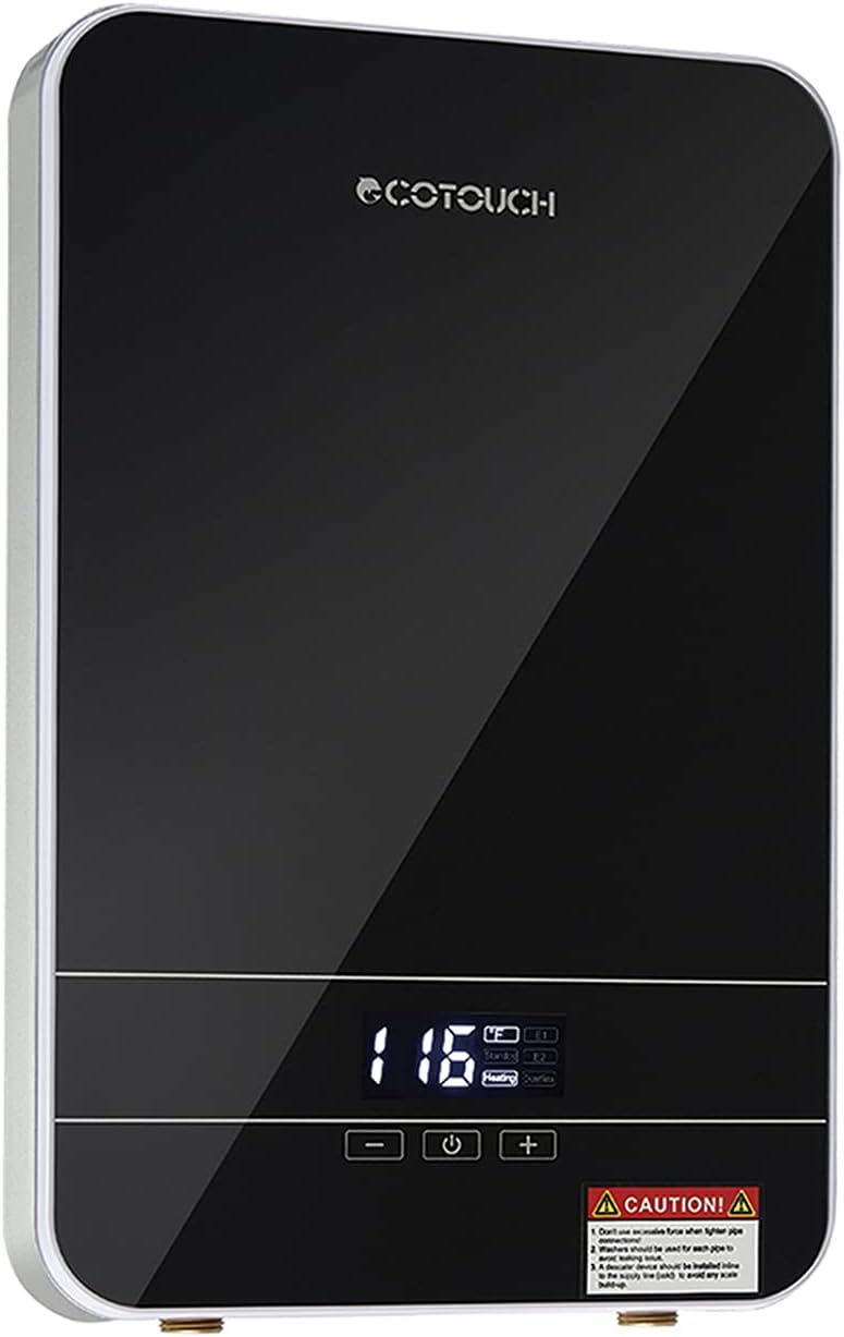 Electric Tankless Water Heater, ECOTOUCH on Demand Water Heater Electric Tankless Water Heater 240V Smart Instant Water Heater Self-Modulating Hot Water Heater ECO65, Black 6.5kW