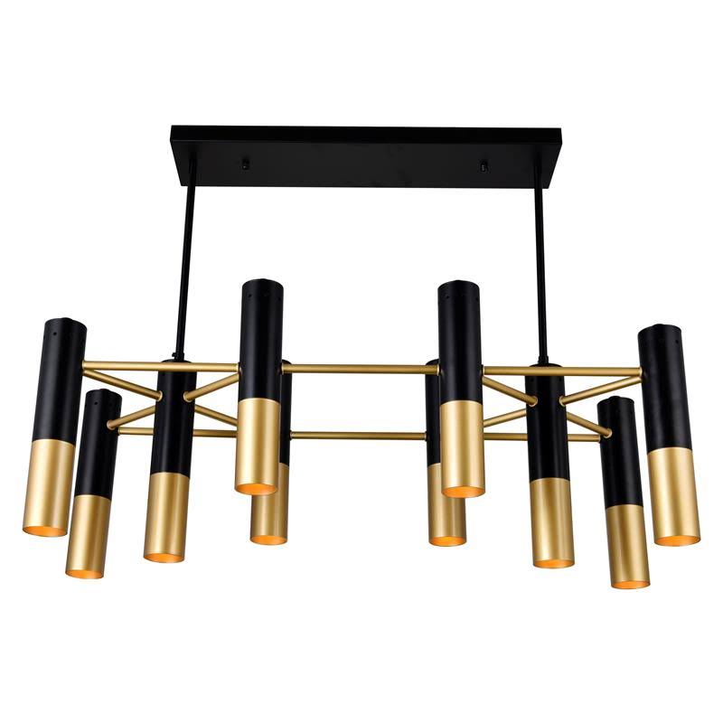 CWI Lighting 1015p32-10-129 Anem 10 Light Down Chandelier with Matte Black u0026 Satin Gold Finish