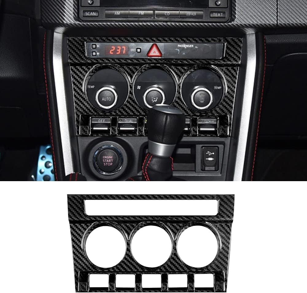 AIRSPEED Auto Consoles Cover Carbon Fiber Central AC Warning Light Switch Panel Central Multimedia Cover Sticker for Subaru BRZ Toyota 86 2013-2020, Black