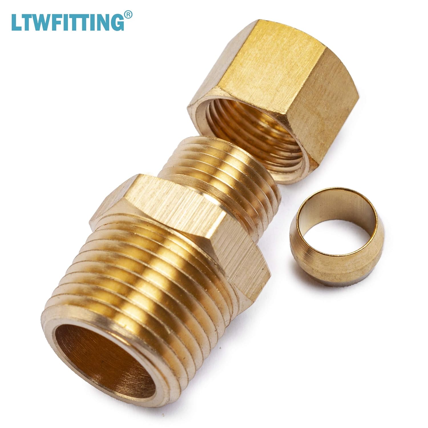 LTWFITTING Brass 5/16 OD x 3/8 Male NPT Compression Connector Fitting(Pack of 200)