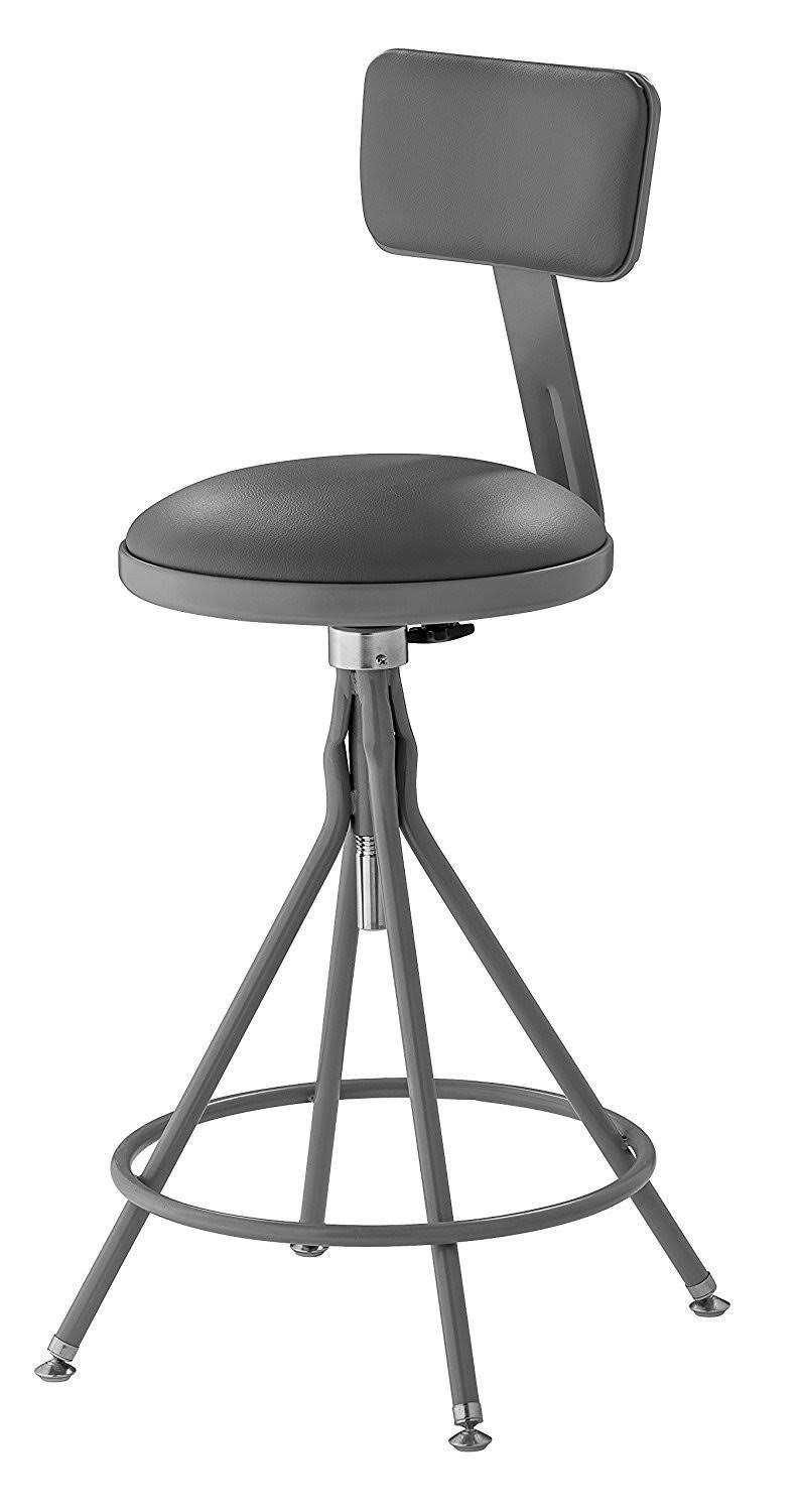National Public Seating 6524HB - 24-28x22 Adjustable Premium Swivel Stool with Bac
