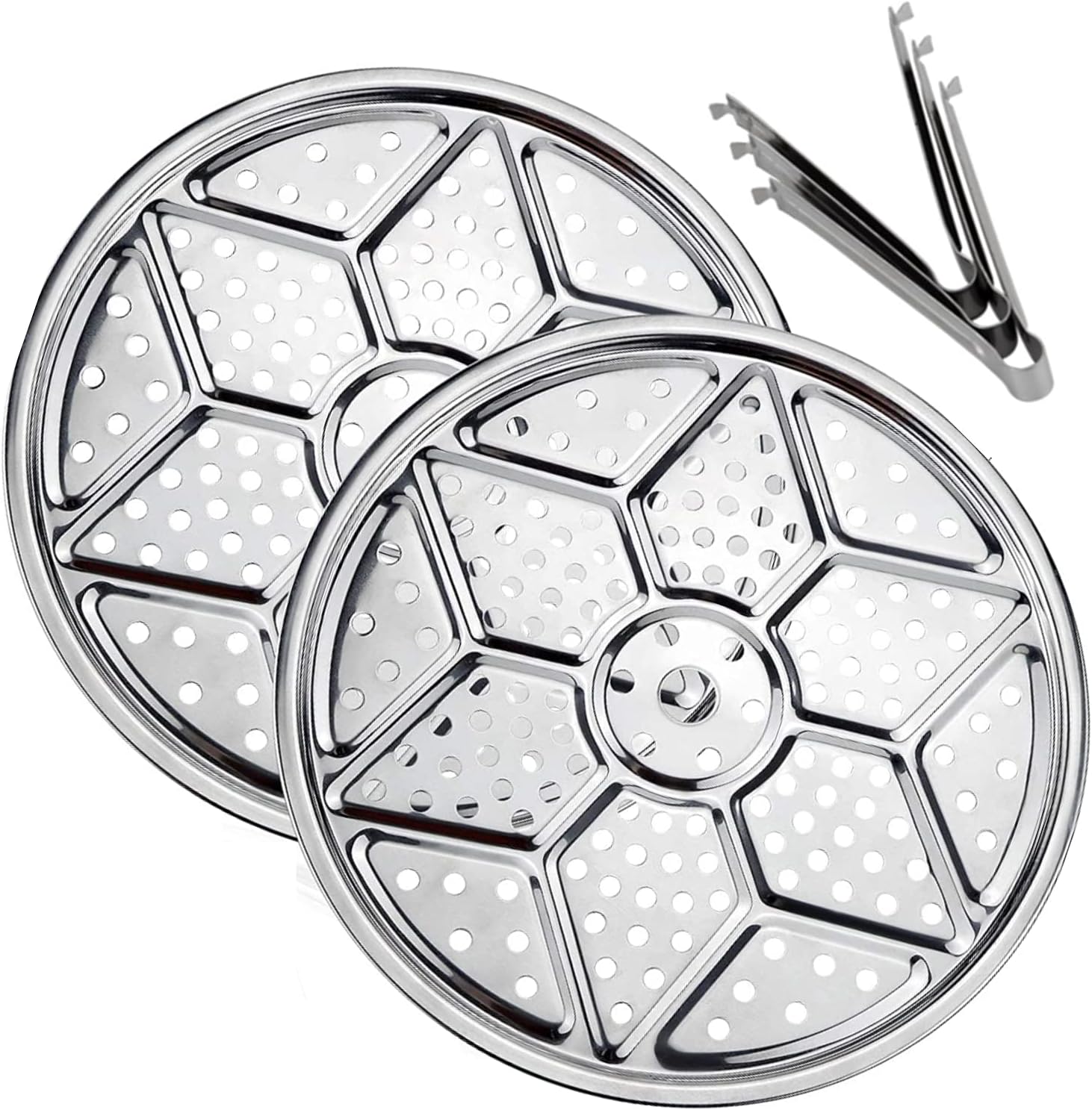 11-Inch Round Stainless Steel Steamer Rack, Pressure Cooker Canner Rack, Insert Stock Pot, Steaming Tray Stand, Cooking Toast Bread Salad, Easy to clean(2 Pack)