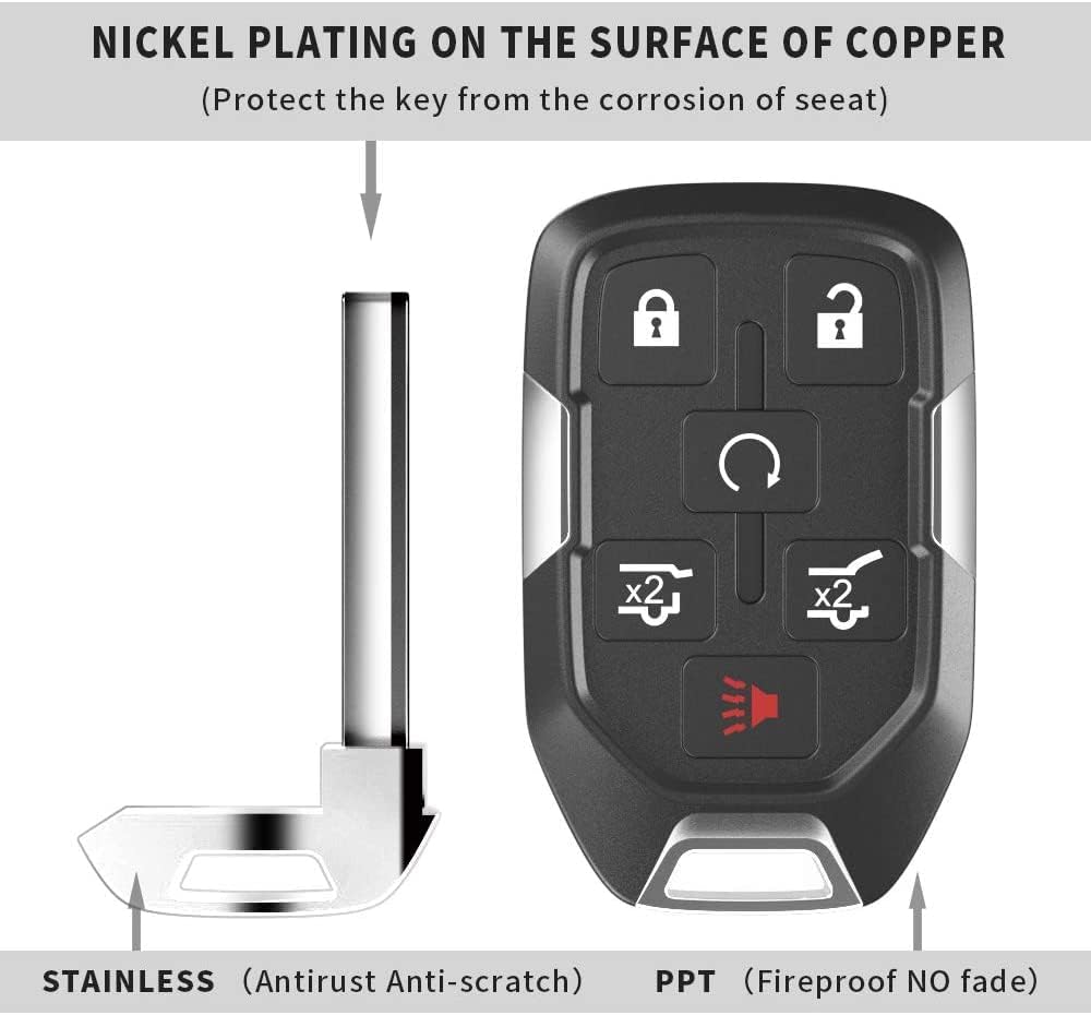 Tyranway Compatible with Car Key Fob Chevy Suburban/Tahoe/GMC Yukon 2015-2019 (HYQ1AA) 6-Buttons 315 MHz Self-prgrammed Keyless Entry System Pack of 2