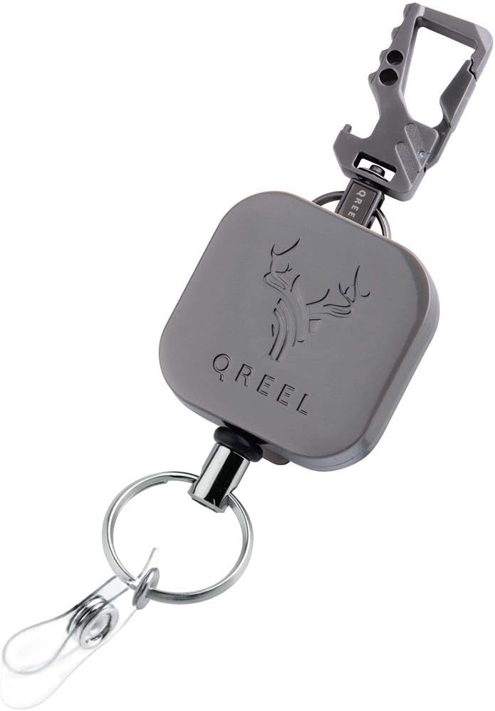 QREEL Retractable Badge Holder, Heavy Duty Metal Badge Reel with Carabiner for ID Card and Keychain