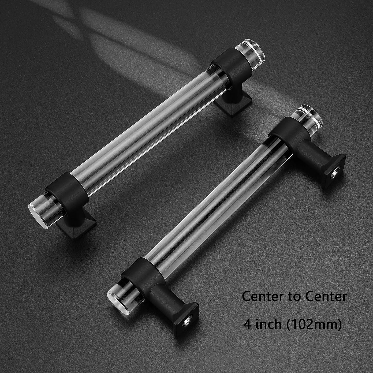Mengico Cabinet Pulls Black Matte 4 Inch Acrylic Kichen Cabinet Handles Morden Drawer Pulls Clear Cabinet Hardware for Bathroom and Bedroom 10 Pack Pack of 2