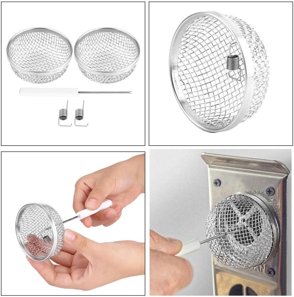 RV Heater Vent Cover , 2pcs Stainless Steel Vent Bug Furnace Screen Cover for Trailer RV with Spring Fasteners
