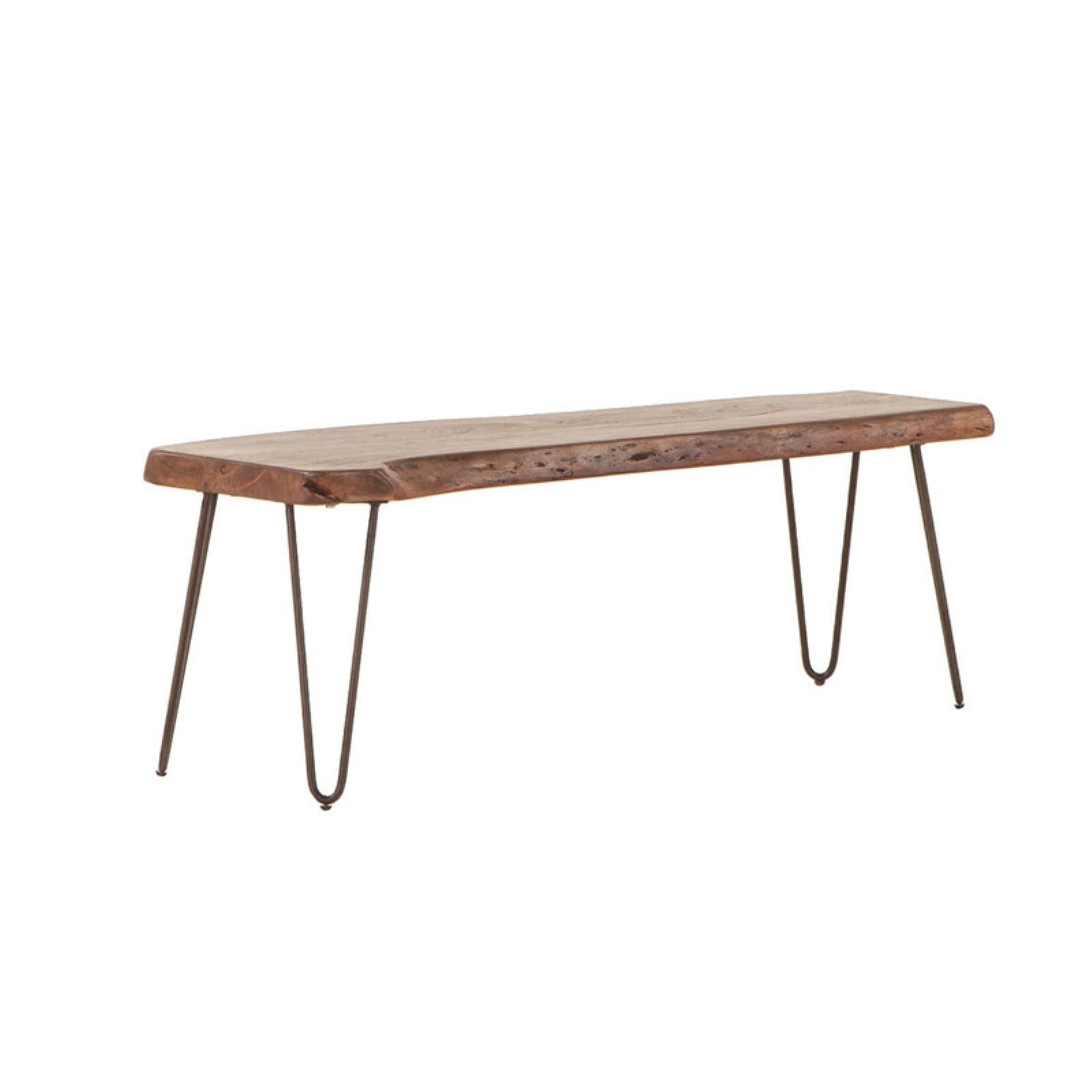 World Interiors Grandby Acacia Wood Dining Bench in Walnut Finish