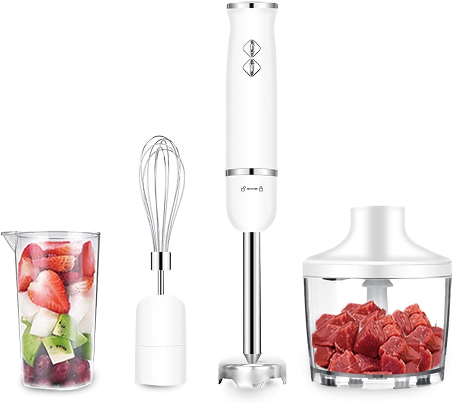 YQK Hand Blender, 4in1 800W Immersion Hand Stick Blender Mixer Juicer Smoothies Vegetable Meat Grinder Egg Whisk Chopper Kitchen Electric Blender (Color : Black) Pack of 2