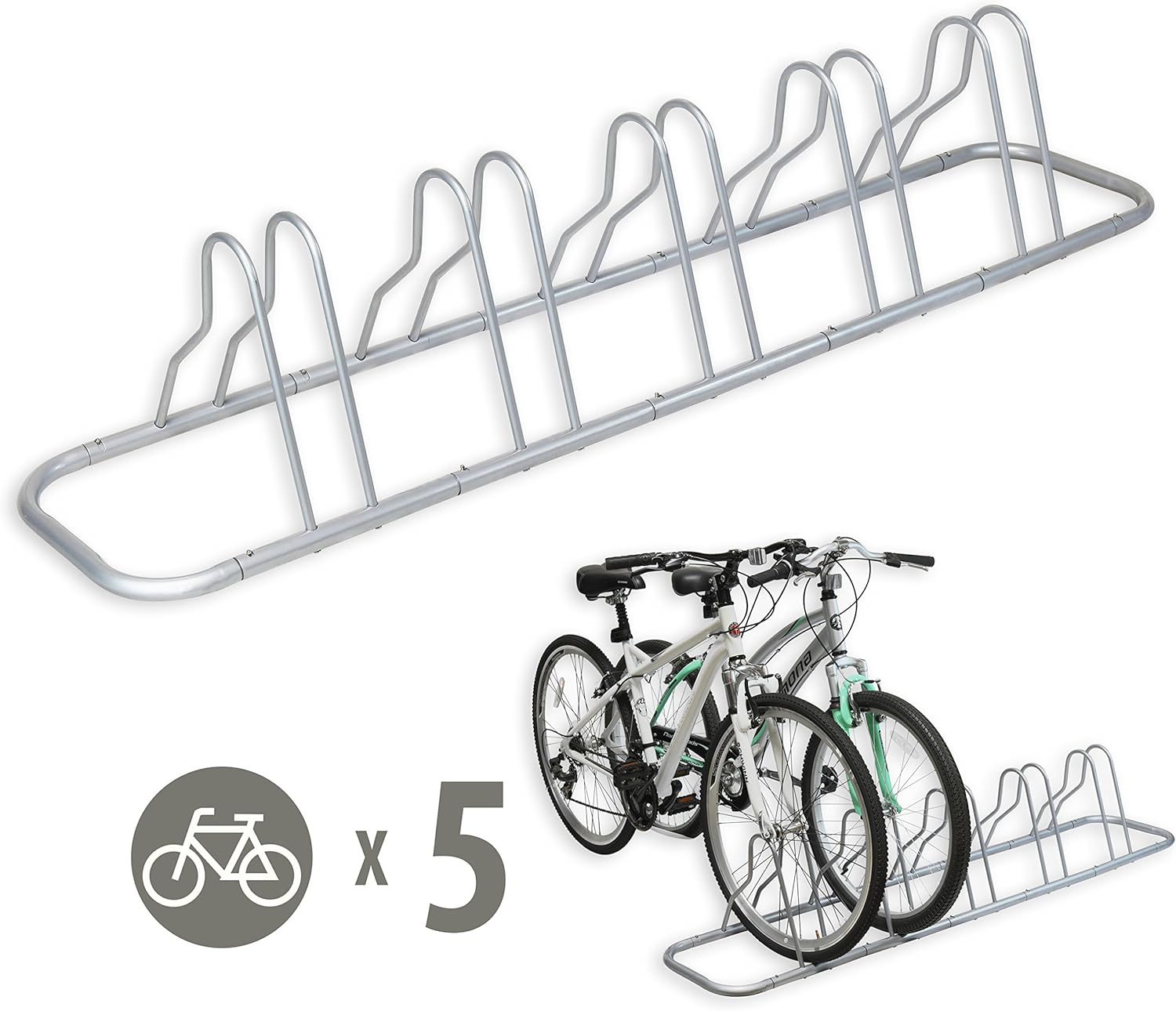 Simple Houseware 5 Bike Bicycle Floor Parking Adjustable Storage Stand, Bronze Pack of 2
