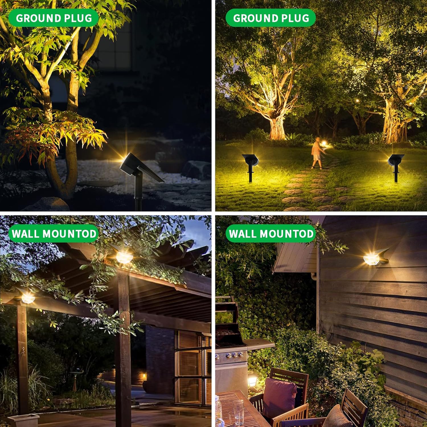 Solar Spot Lights Outdoor 4 Pack 93 LEDs Solar Lights Outdoor Waterproof Solar Landscape Spotlights for Garden Yard Patio Driveway, FCC Listed Number: AOC210310103F ( 1500mAH 3000K Warm Light）