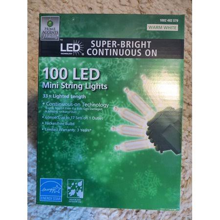 Home Accents 100 LED Super Bright Continuous on Warm White Mini Lights, Continuous on Technology by Brand Home Accents Holiday,