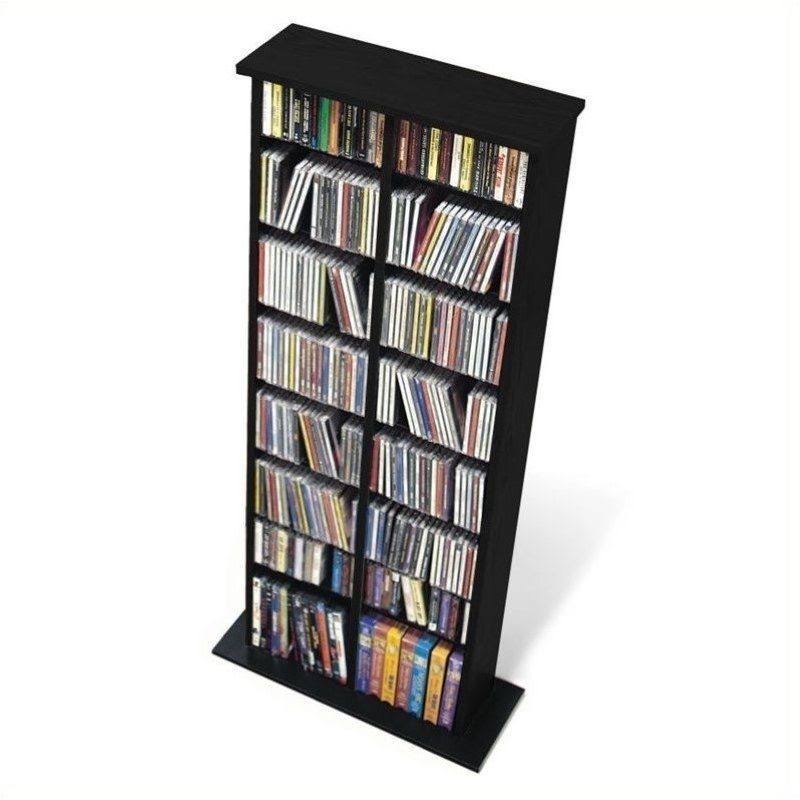 Hawthorne Collections 51x22 Double Slim Wall Media Storage Rack in Black