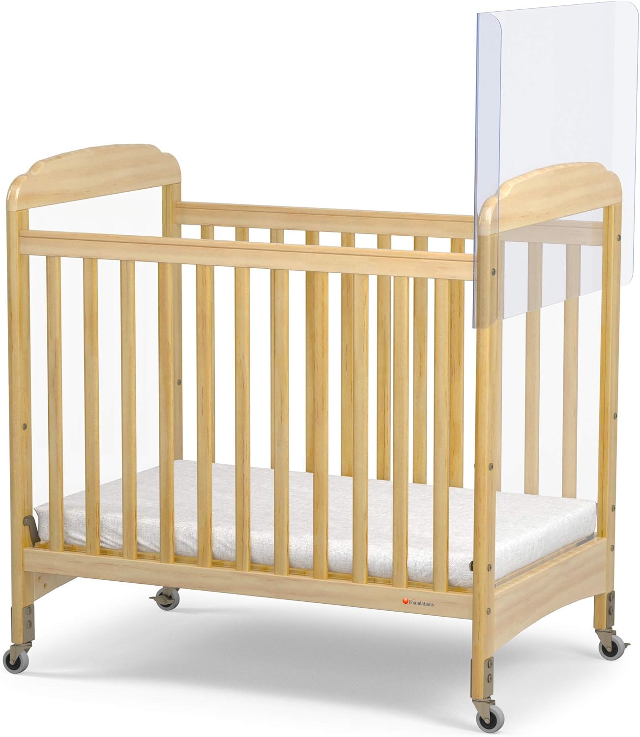 Foundations CareShield 1-Sided Crib Divider for SafetyCraft and Serenity Fixed-Side Cribs, Clear Plexiglass Protective Barrier System, Single Panel 1-Pack