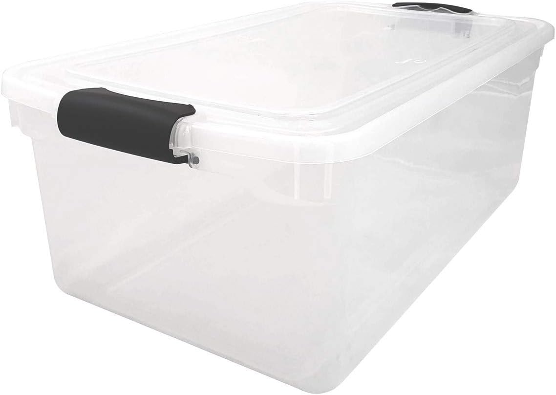 Homz 3441CLGRDC.02 Clear storage container with lid, 64 Quart (2 Pack), Grey, 2 Count Pack of 2