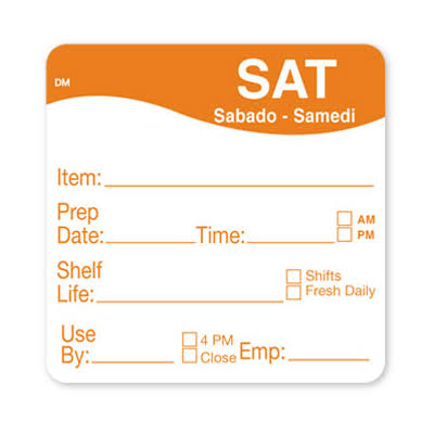 DayMark Safety Systems Shelf Life Saturday Label 250Roll (Pack of 12)