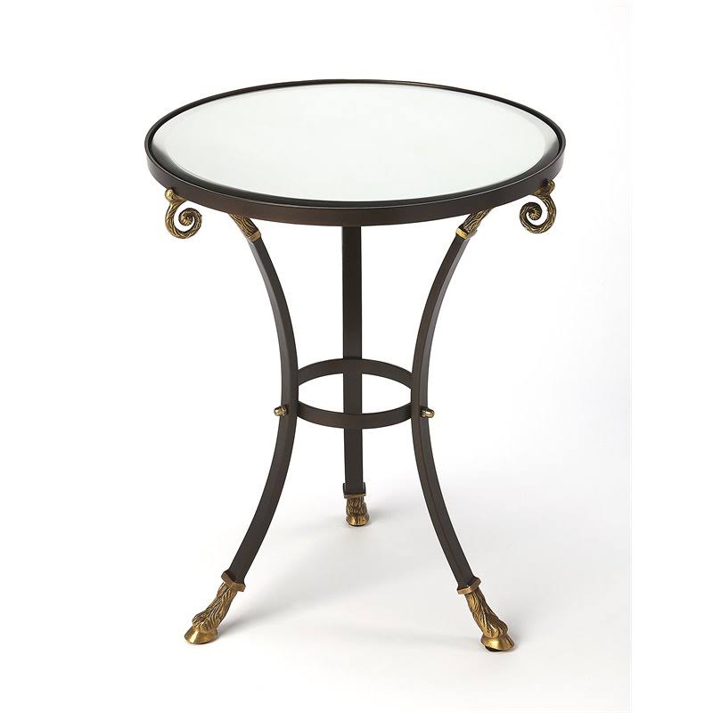 Beaumont Lane Metal Furniture Glass and Metal Accent Table in Black