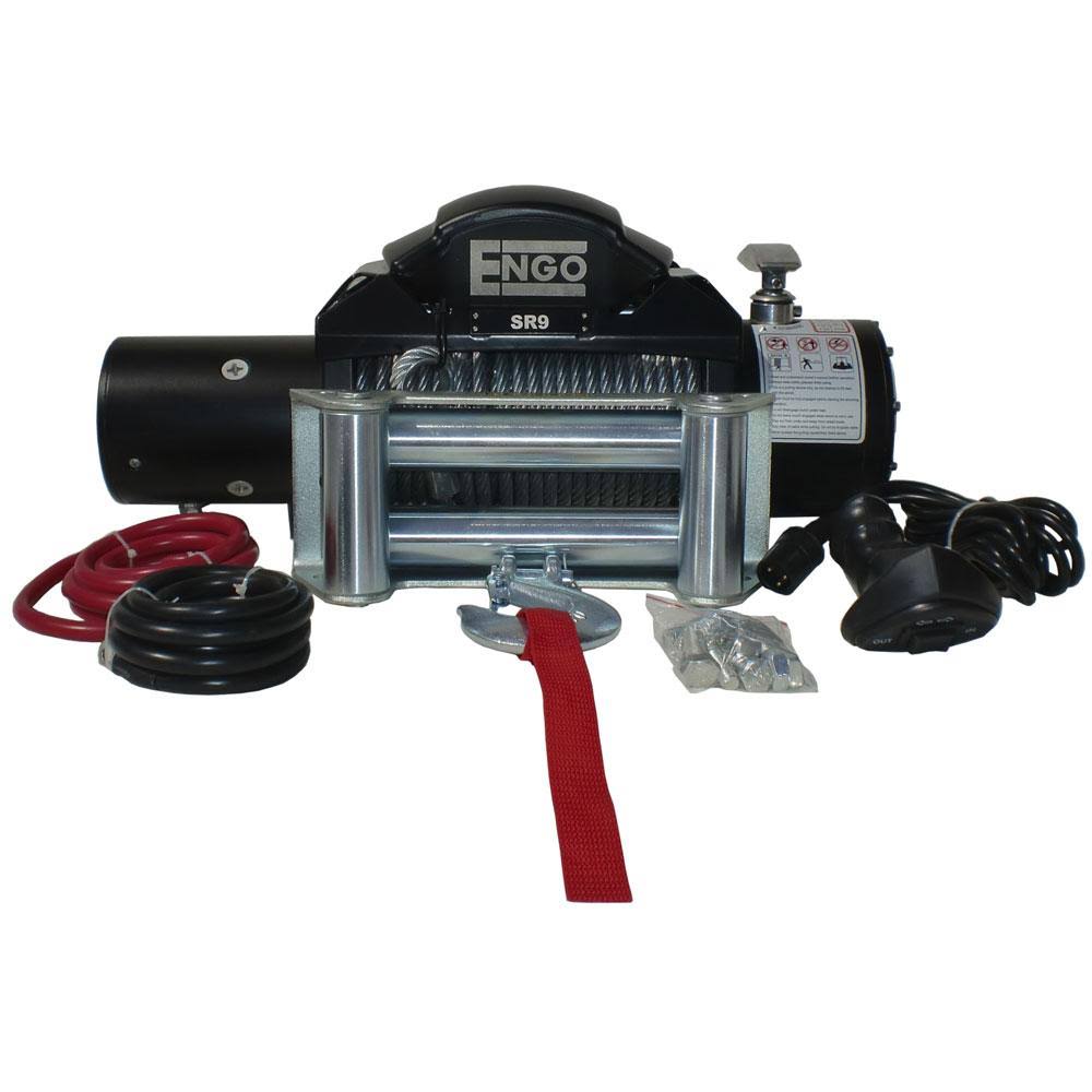 ENGO EGO97-09000 SR Series 9000 lbs Electric Winch Black Satin Finish