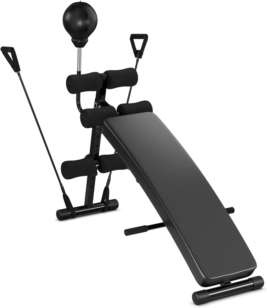 Sporfit Sit Up Bench, Adjustable Weight Bench for Full Body Exercise, Foldable Strength Training Bench Press with Speed Ball for Home Gym & body workout Pack of 2