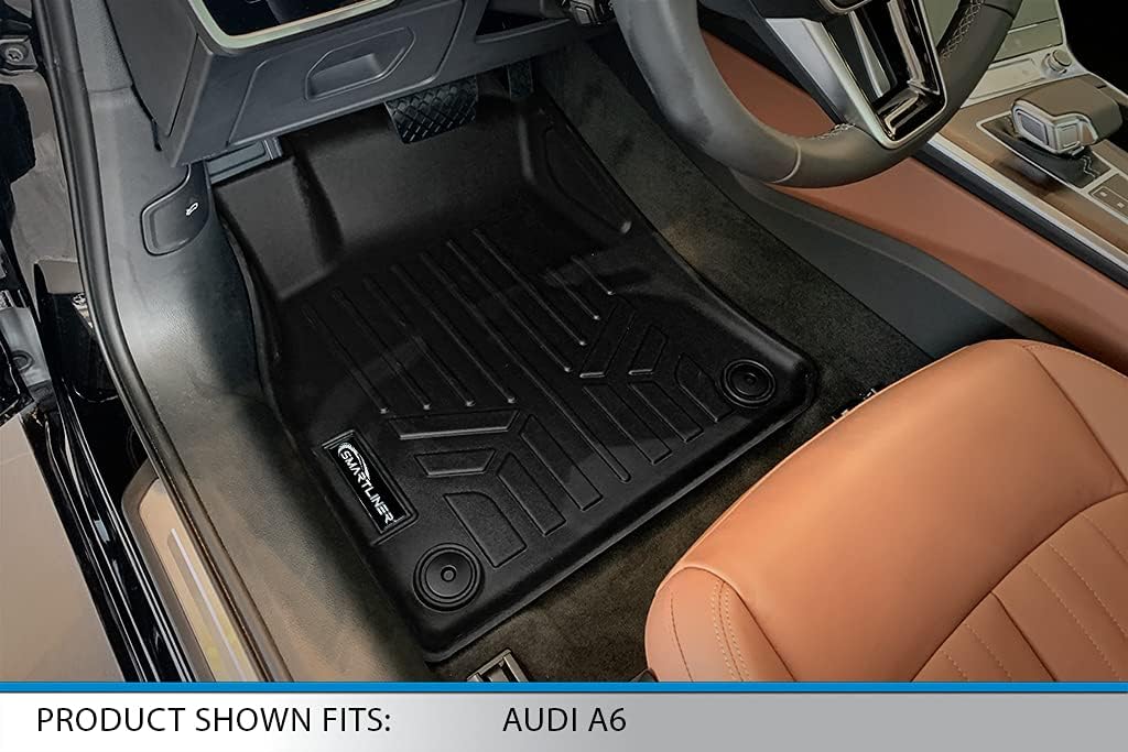SMARTLINER All Weather Custom Fit Black 2 Row Floor Mat Liner Set Compatible with 2019-2023 Audi A6/S6/A7/S7