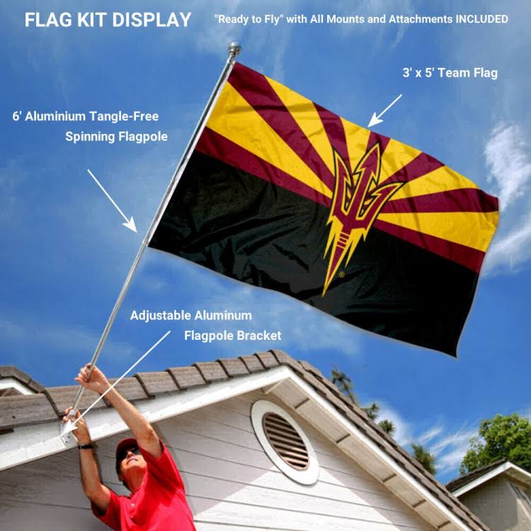 Arizona State Sun Devils Logo Flag Bracket and Pole Set