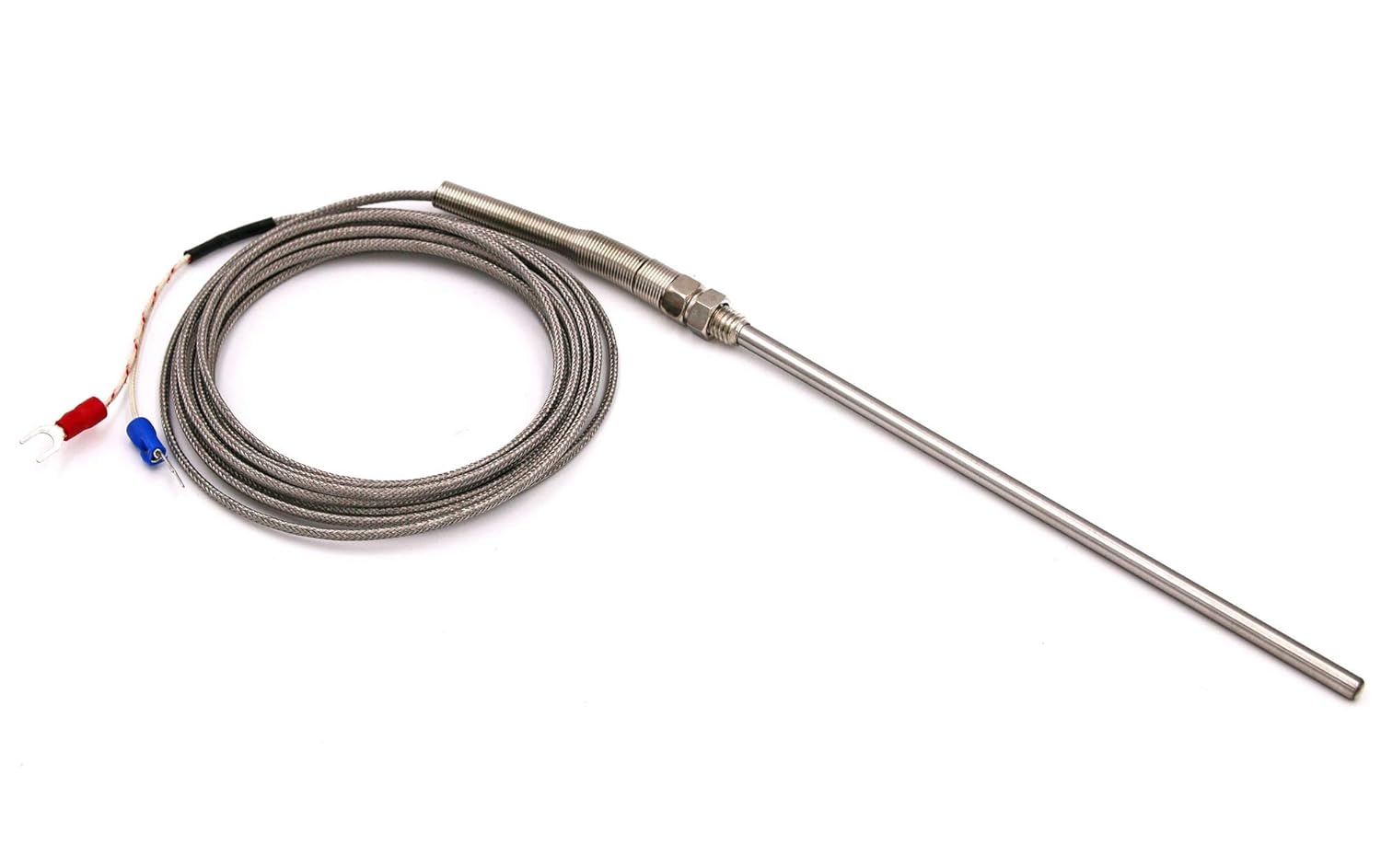 RuoFeng K Type Thermocouple Temperature Controller Sensor 9.8ft/3M Wire,150x5mm Stainless Steel Probe, 0-400° C Pack of 2
