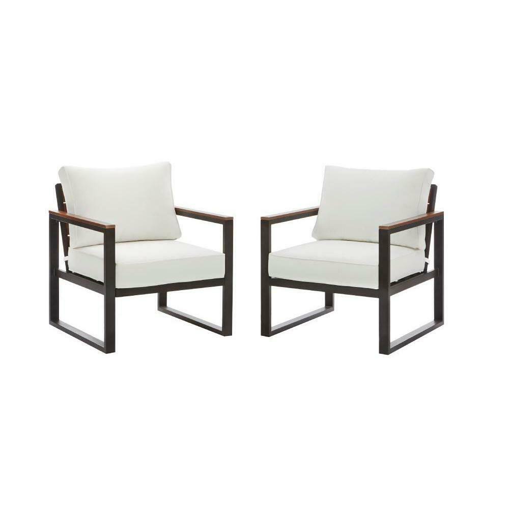 Hampton Bay West Park Black Aluminum Outdoor Patio Lounge Chair with Standard