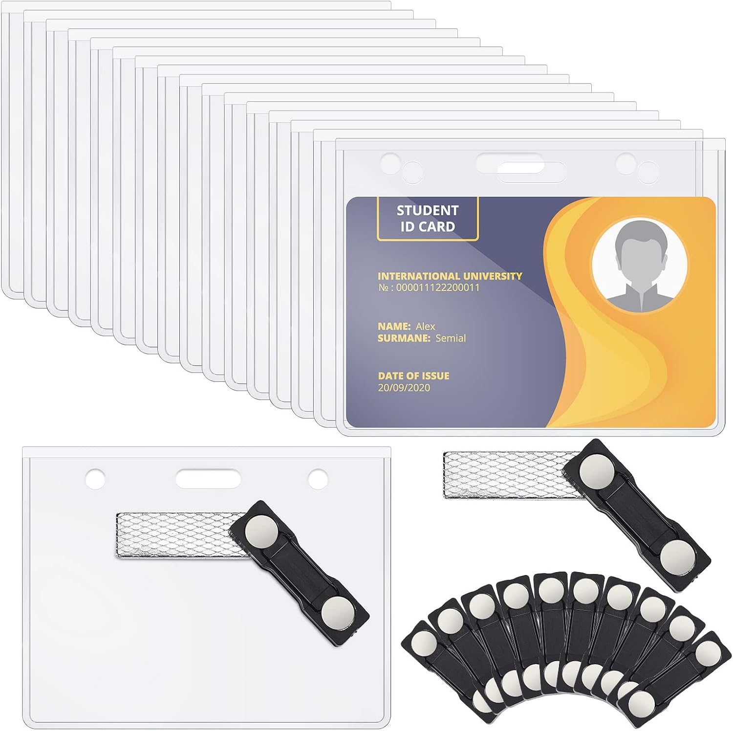 50 Sets Magnetic Name Badge Holder Kit 4 x 3 Inch Clear Name Tag Holders Horizontal ID Card Name Tag Waterproof Work Card Holder for Conferences Exhibitors Events Teachers Doctors Nurses